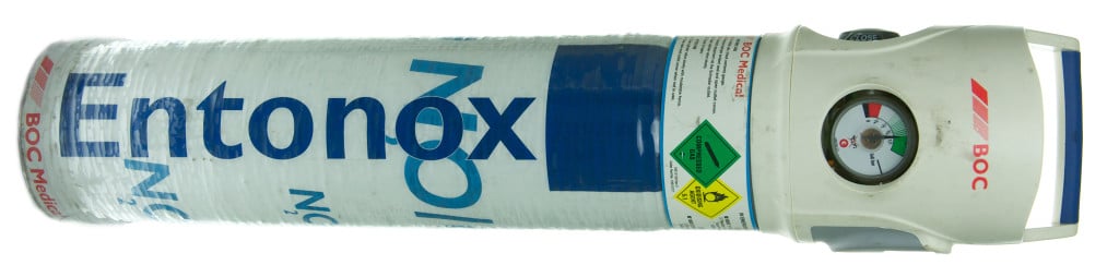 An Entonox gas cylinder