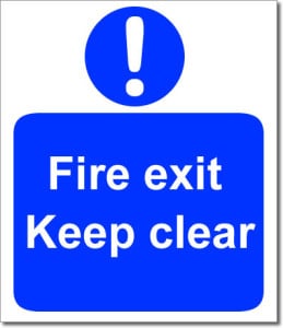 Fire Exit Keep Clear sign