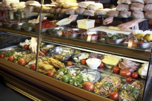 A chilled food display counter